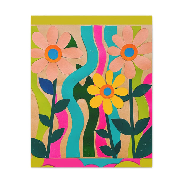 Groovy Paper Cut Flower Matte Canvas Art Printify