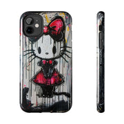 Goth Bow Cat Graffiti Pop Art Tough Phone Case LavenderCeleste