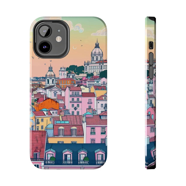 Lisbon Portugal Tough Phone Case – Pastel City Skyline Aesthetic