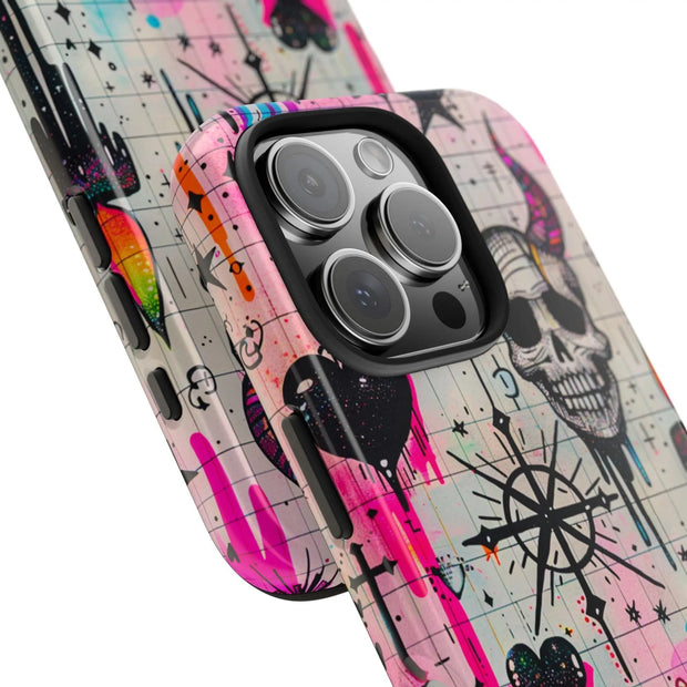 Skull Occult Neon Drip Pastel Goth Tough Phone Case LavenderCeleste