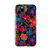 Neon Crochet Floral Tough Phone Case – Vibrant Retro Handmade Pattern Printify