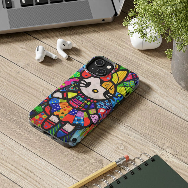 Pop Patchwork Kitty Tough Phone Case LavenderCeleste
