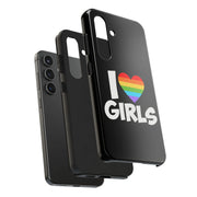 I Love Girls Pride Tough Phone Case – LGBTQ+ Rainbow Heart Design