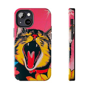 Yawning Cat Pop Art Bright Retro Aesthetic Tough Phone Case LavenderCeleste
