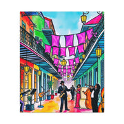 Vibrant New Orleans Jazz Street Matte Canvas – French Quarter Music Scene Printify