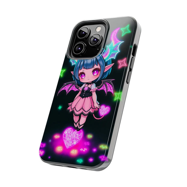 Kawaii Gothic Succubus Neon Heart Tough Phone Case