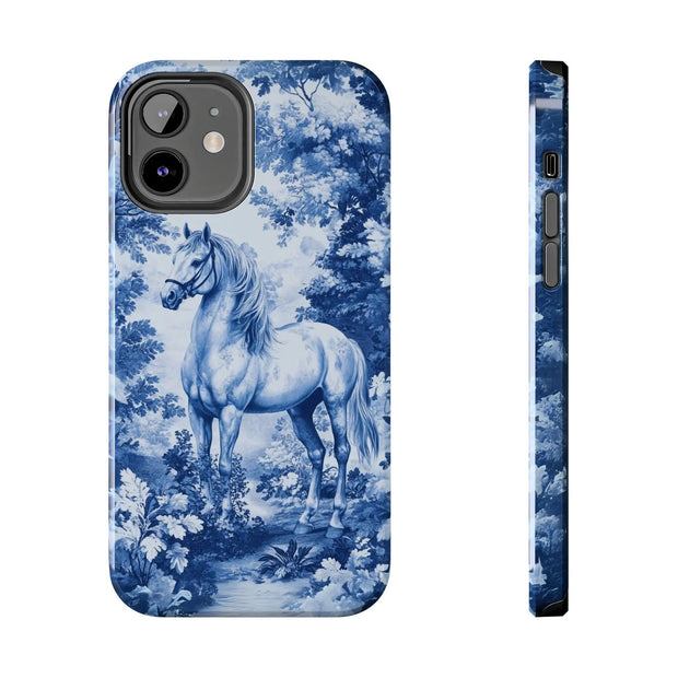 Blue Toile Horse Country Scenic Tough Phone Case LavenderCeleste