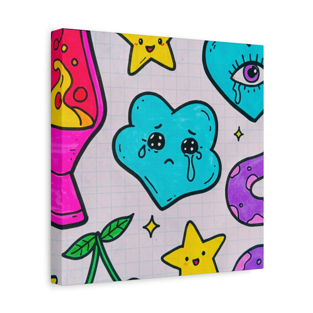 Kawaii Lava Lamp Sad Cloud Snake Matte Canvas Print LavenderCeleste