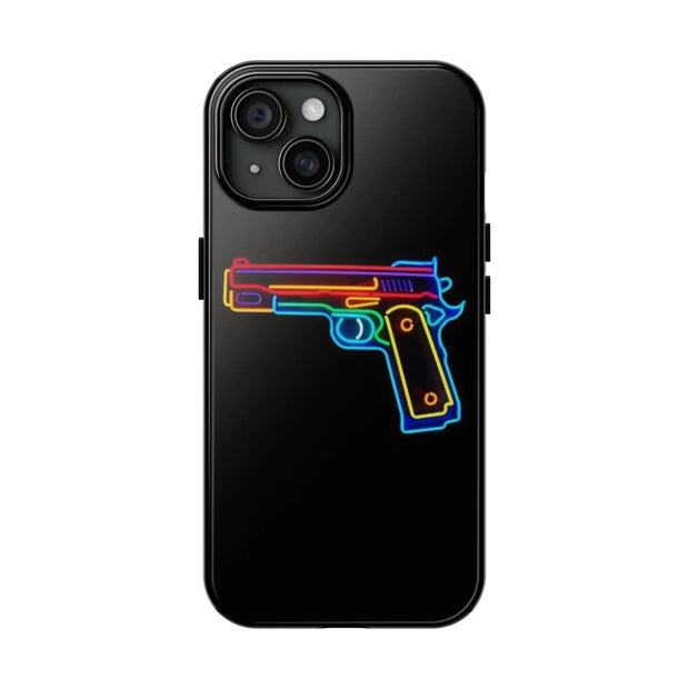 Neon Rainbow Gun Tough Phone Case – Bold Retro Vaporwave Aesthetic Printify