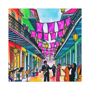 Vibrant New Orleans Jazz Street Matte Canvas – French Quarter Music Scene Printify