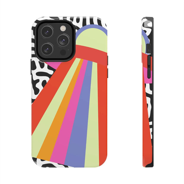 Retro Mod UFO Rainbow Beam Tough Phone Case LavenderCeleste