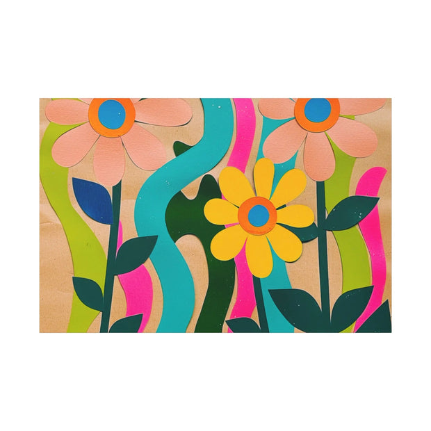 Groovy Paper Cut Flower Matte Canvas Art Printify
