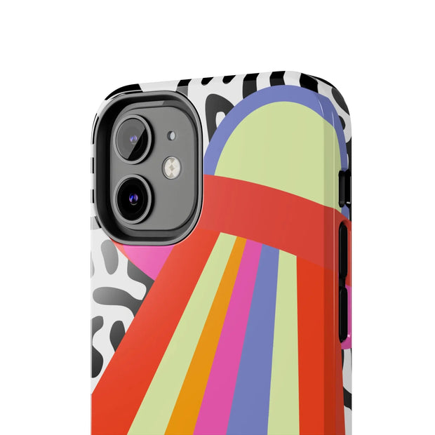 Retro Mod UFO Rainbow Beam Tough Phone Case LavenderCeleste