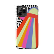 Retro Mod UFO Rainbow Beam Tough Phone Case LavenderCeleste