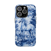 Blue Toile Horse Country Scenic Tough Phone Case LavenderCeleste