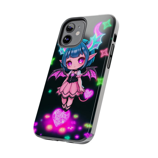 Kawaii Gothic Succubus Neon Heart Tough Phone Case