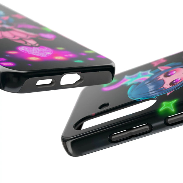 Kawaii Gothic Succubus Neon Heart Tough Phone Case