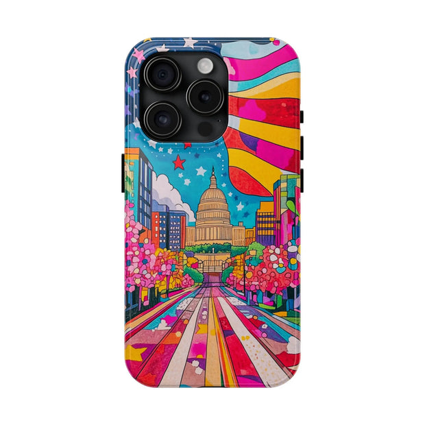 Washington DC Psychedelic Capitol Rainbow Tough Phone Case LavenderCeleste