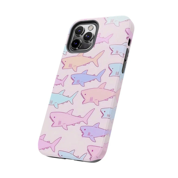Pastel Shark Pattern Tough Phone Case Printify