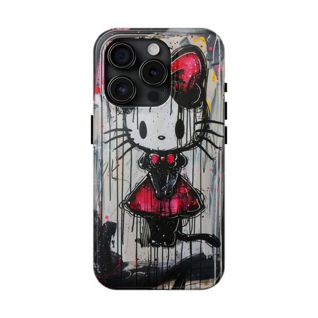 Goth Bow Cat Graffiti Pop Art Tough Phone Case LavenderCeleste