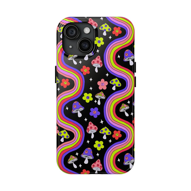 Groovy Mushroom Rainbow Tough Phone Case LavenderCeleste