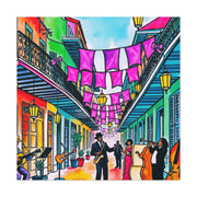 Vibrant New Orleans Jazz Street Matte Canvas – French Quarter Music Scene Printify