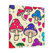 Kawaii Mushroom Cherry Flower Matte Canvas Print LavenderCeleste