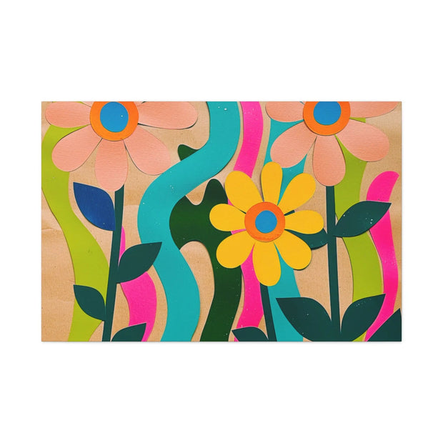 Groovy Paper Cut Flower Matte Canvas Art Printify