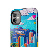 Los Angeles Hollywood Skyline Tough Phone Case – Vibrant Pop Art City Design - LavenderCeleste