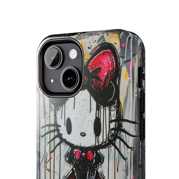 Goth Bow Cat Graffiti Pop Art Tough Phone Case LavenderCeleste