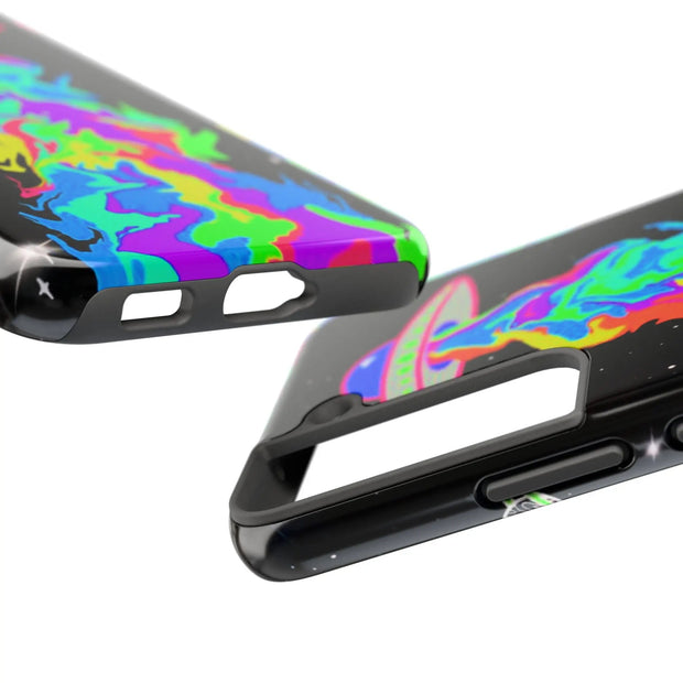 Psychedelic Neon UFO Abduction Tough Phone Case LavenderCeleste
