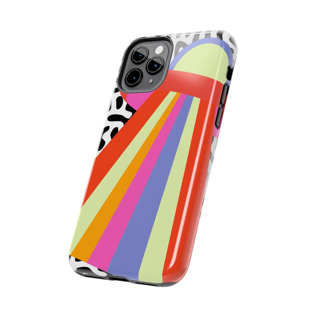 Retro Mod UFO Rainbow Beam Tough Phone Case LavenderCeleste