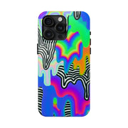 Trippy Technicolor Drip Retro Tough Phone Case LavenderCeleste