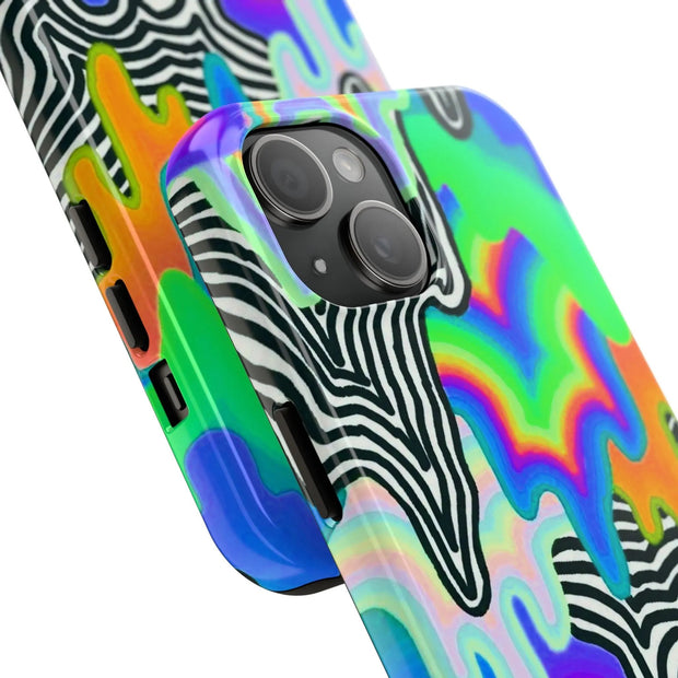 Trippy Technicolor Drip Retro Tough Phone Case LavenderCeleste