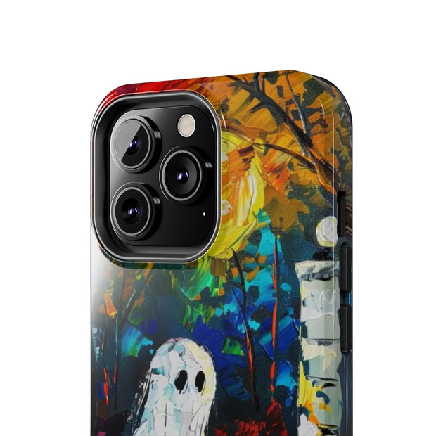 Lonely Ghost Tough Phone Case – Abstract Fall Park Bench Painting