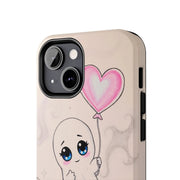 Sad Ghost with Heart Balloon Kawaii Tough Phone Case LavenderCeleste