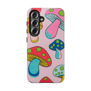Retro Groovy Mushroom Tough Phone Case LavenderCeleste
