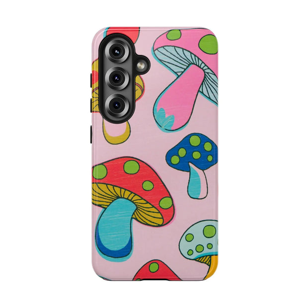 Retro Groovy Mushroom Tough Phone Case LavenderCeleste