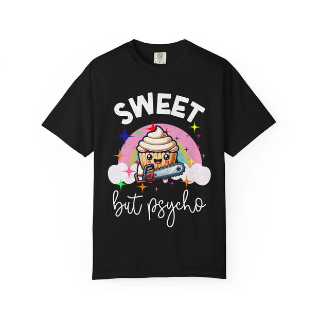 Sweet But Psycho Cupcake Comfort Colors Tee LavenderCeleste