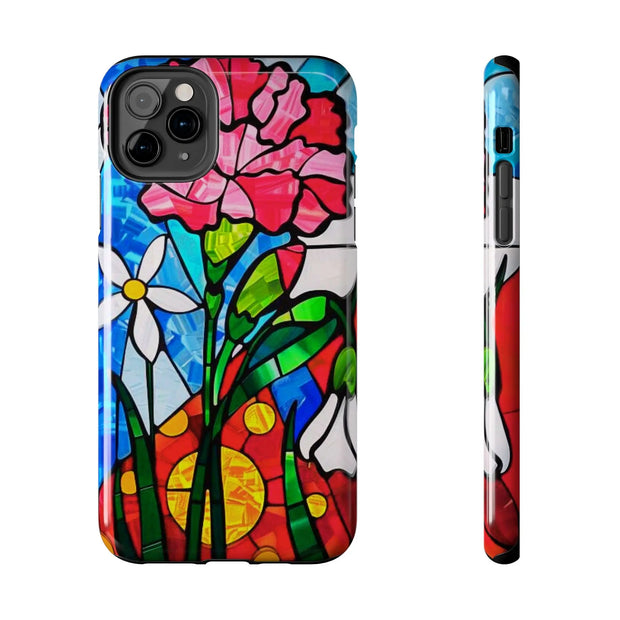 January Carnation Stained Glass Birth Flower Tough Phone Case