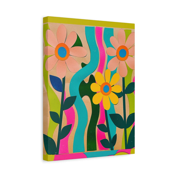 Groovy Paper Cut Flower Matte Canvas Art LavenderCeleste