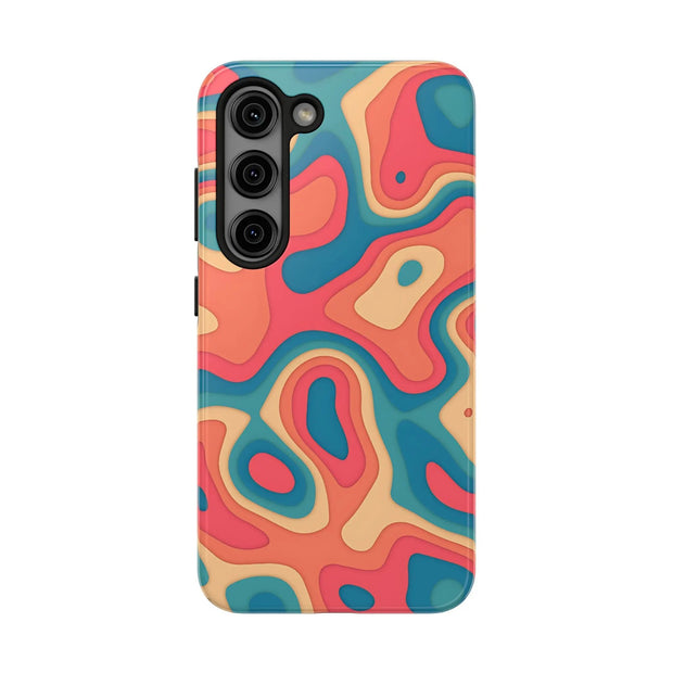 Retro Coral Abstract Mid-Century Tough Phone Case LavenderCeleste