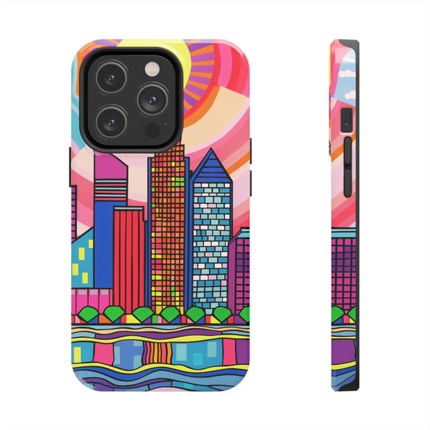 Tulsa Oklahoma Retro Pop Skyline Tough Phone Case LavenderCeleste