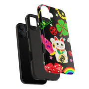 Lucky Symbols Tough Phone Case – 777 Dice Rainbow Maneki Neko Design - LavenderCeleste