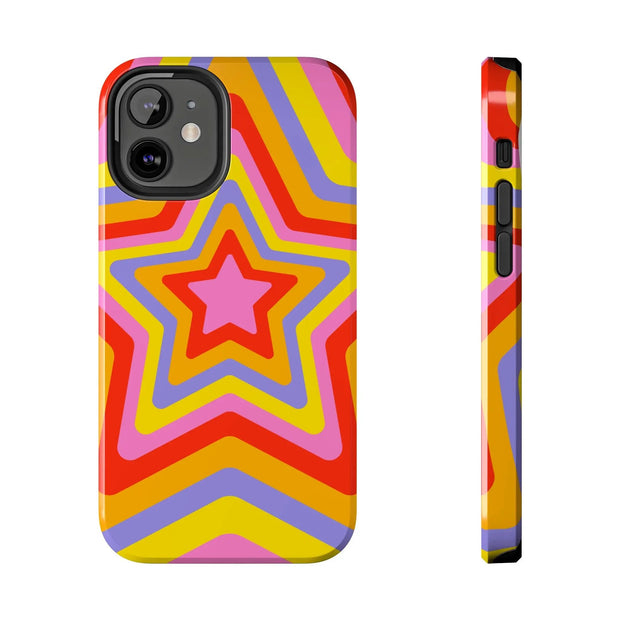 Retro Rainbow Star Groovy Tough Phone Case LavenderCeleste