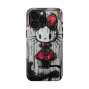 Goth Bow Cat Graffiti Pop Art Tough Phone Case LavenderCeleste