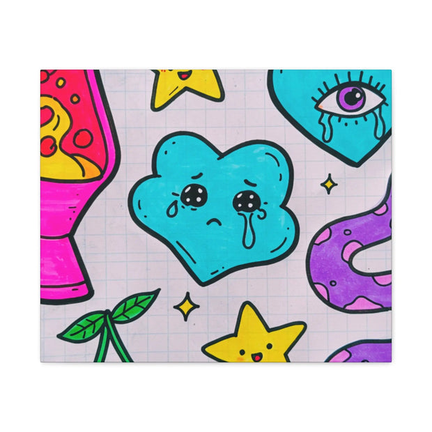 Kawaii Lava Lamp Sad Cloud Snake Matte Canvas Print LavenderCeleste