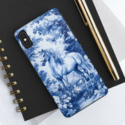 Blue Toile Horse Country Scenic Tough Phone Case LavenderCeleste