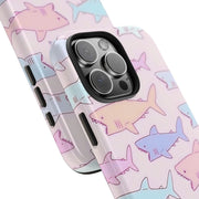 Pastel Shark Pattern Tough Phone Case LavenderCeleste
