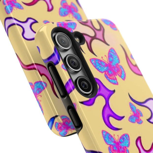 Y2K Butterfly Flames Retro Tough Phone Case LavenderCeleste